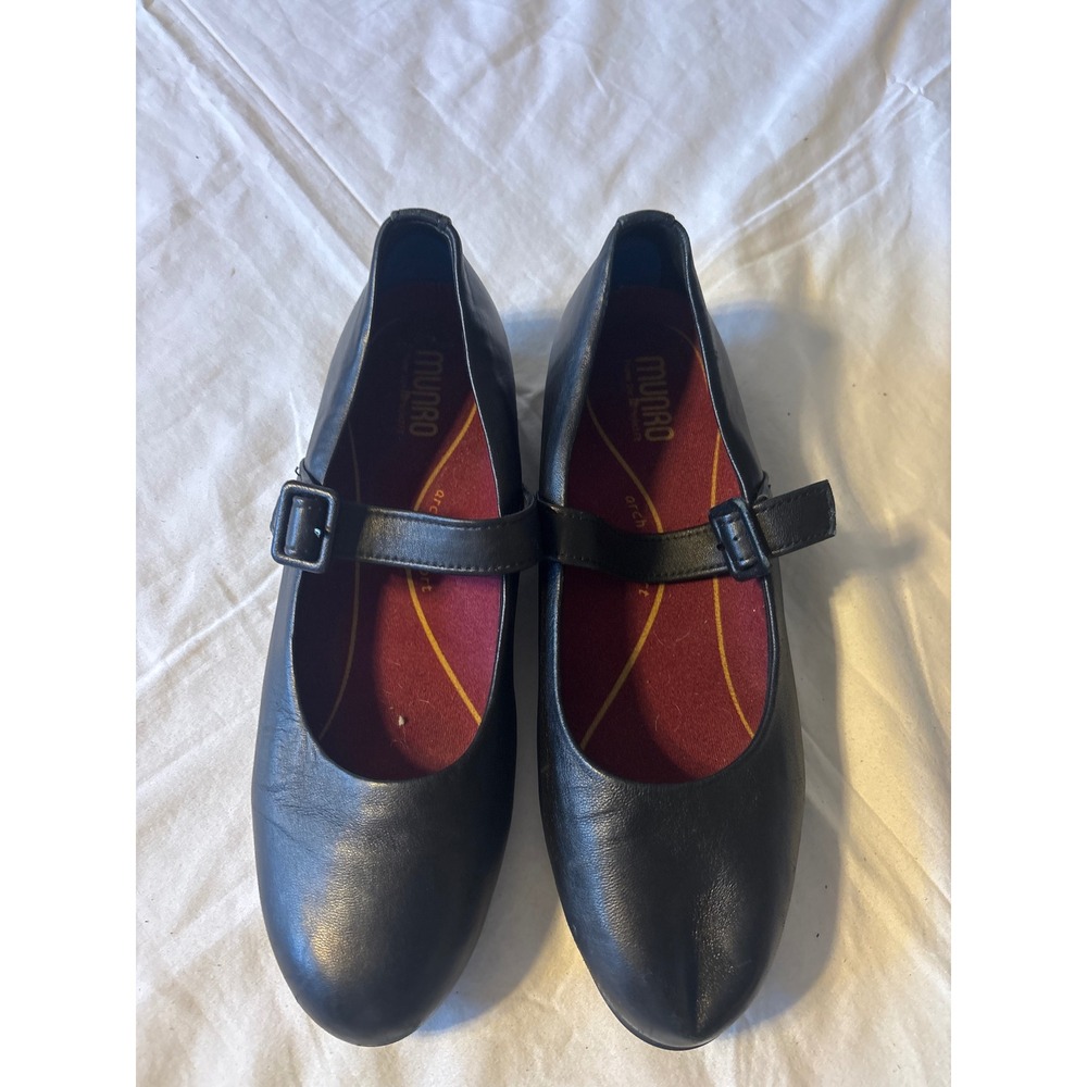Munro Mary Jane Flats Womens 11M Black Leather  Buckle Strap Comfort